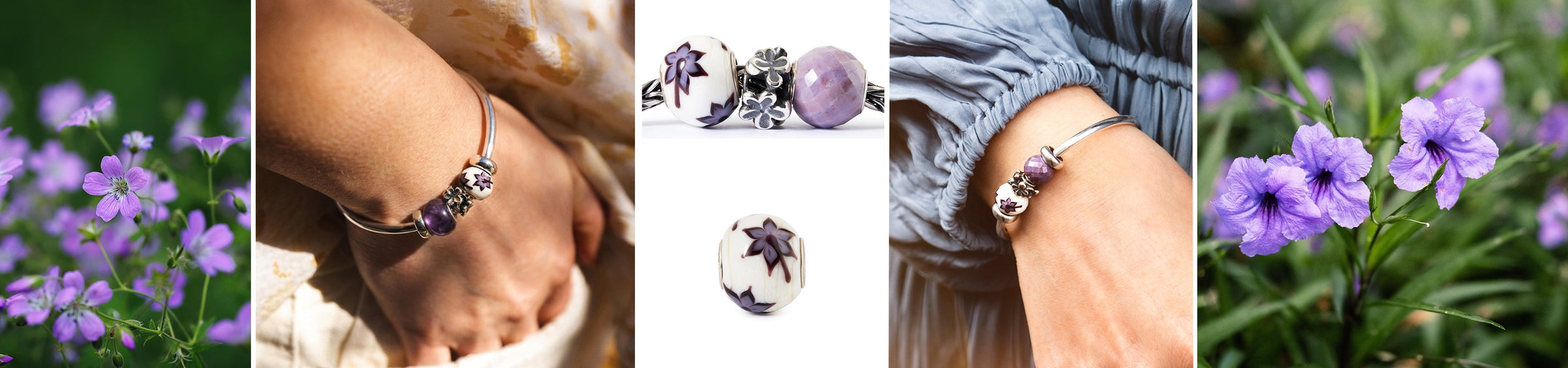 Desktop moodboard with purple flowers and the club bead