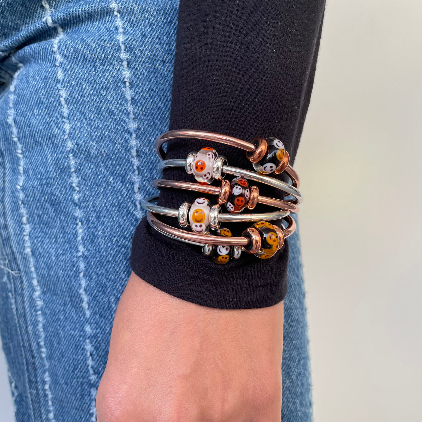 Halloween Bangle Set Silber mit Zusammenhalt Bead - Limited Edition