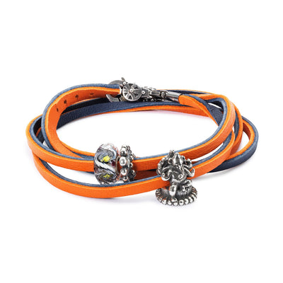 Bracelet en Cuir Orange/Marine
