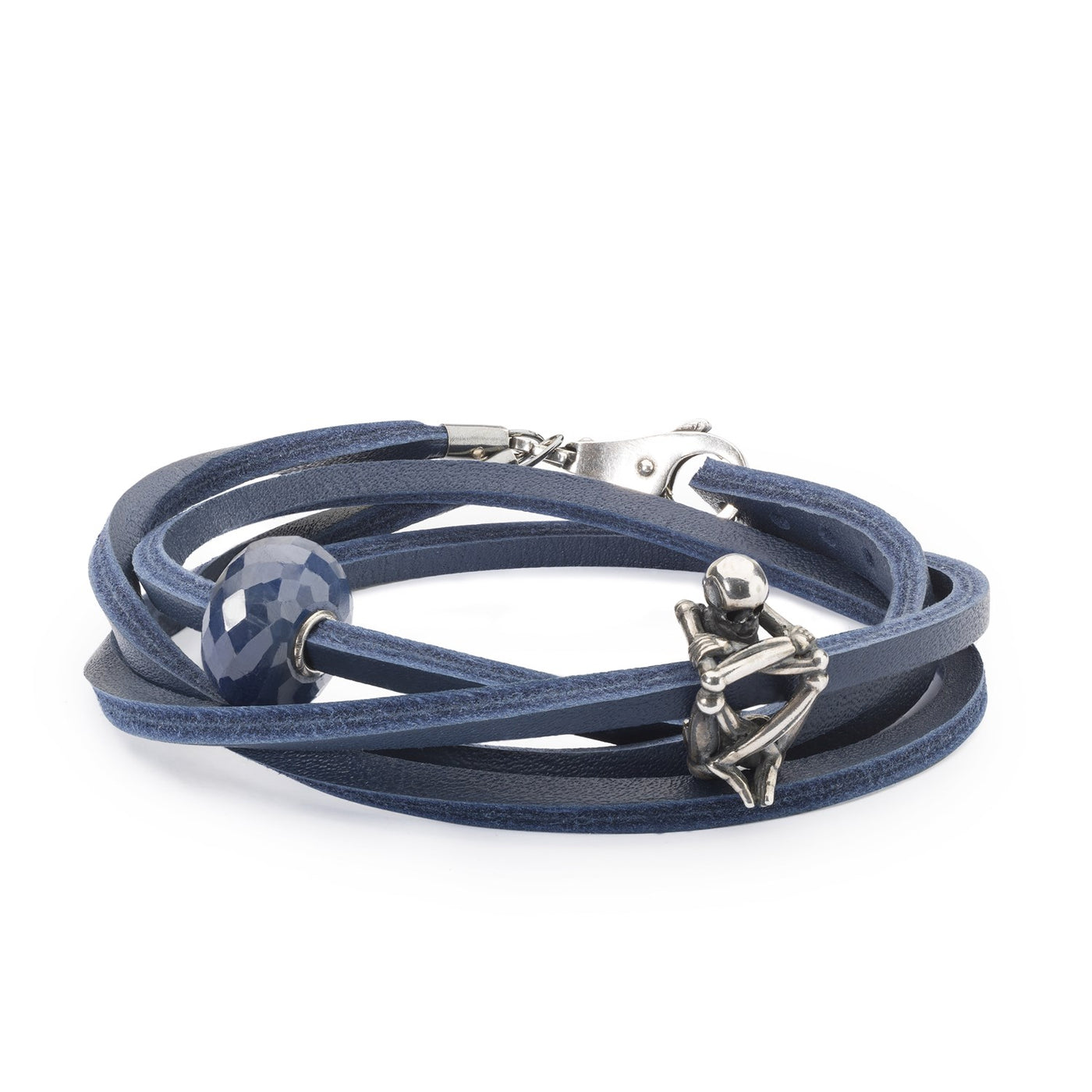 Bracelet en Cuir Bleu/Argent