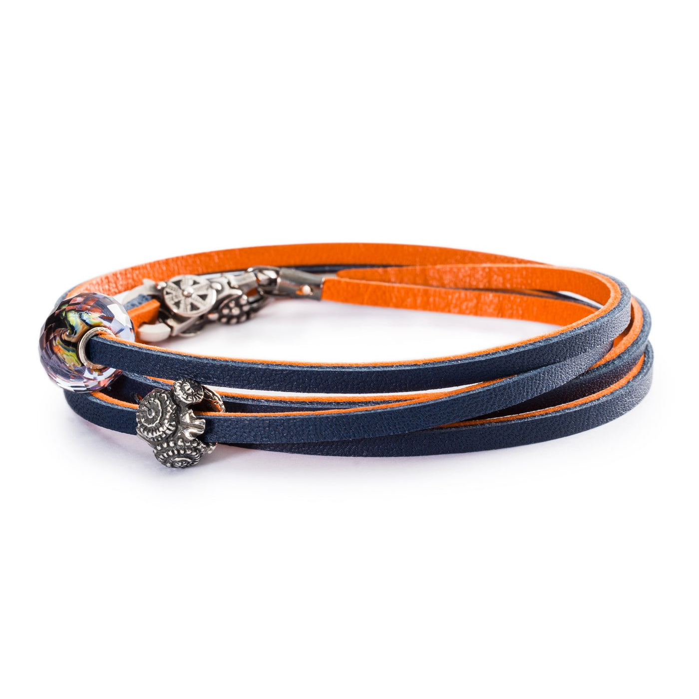 Bracelet en Cuir Orange/Marine