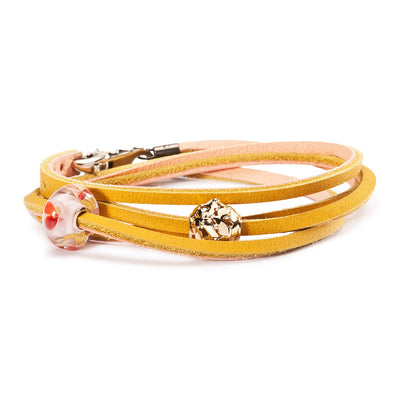 Bracelet en Cuir Jaune/Rose Clair