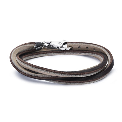 Bracelet en Cuir Marron/Gris Clair