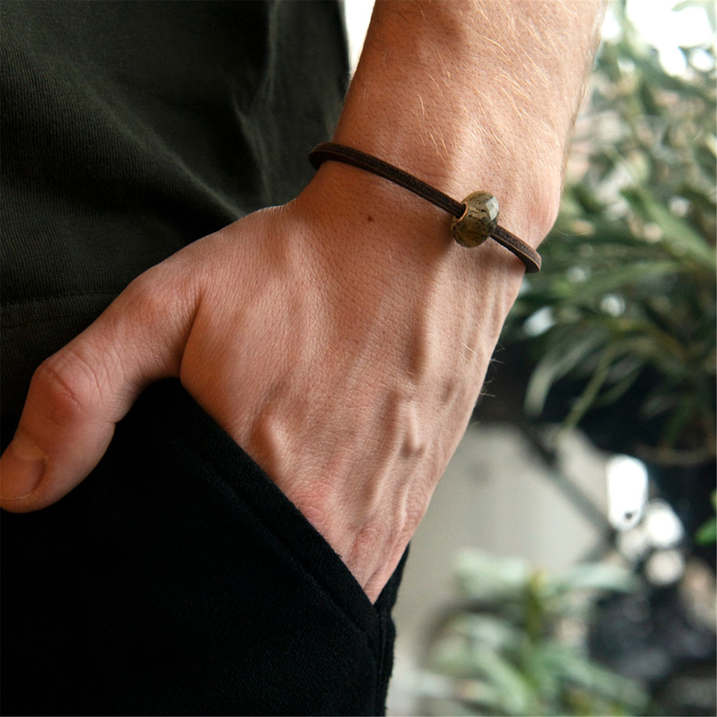 Bracelet Simple en Cuir, Marron