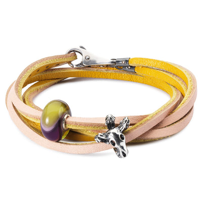 Bracelet en Cuir Jaune/Rose Clair