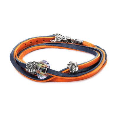 Bracelet en Cuir Orange/Marine
