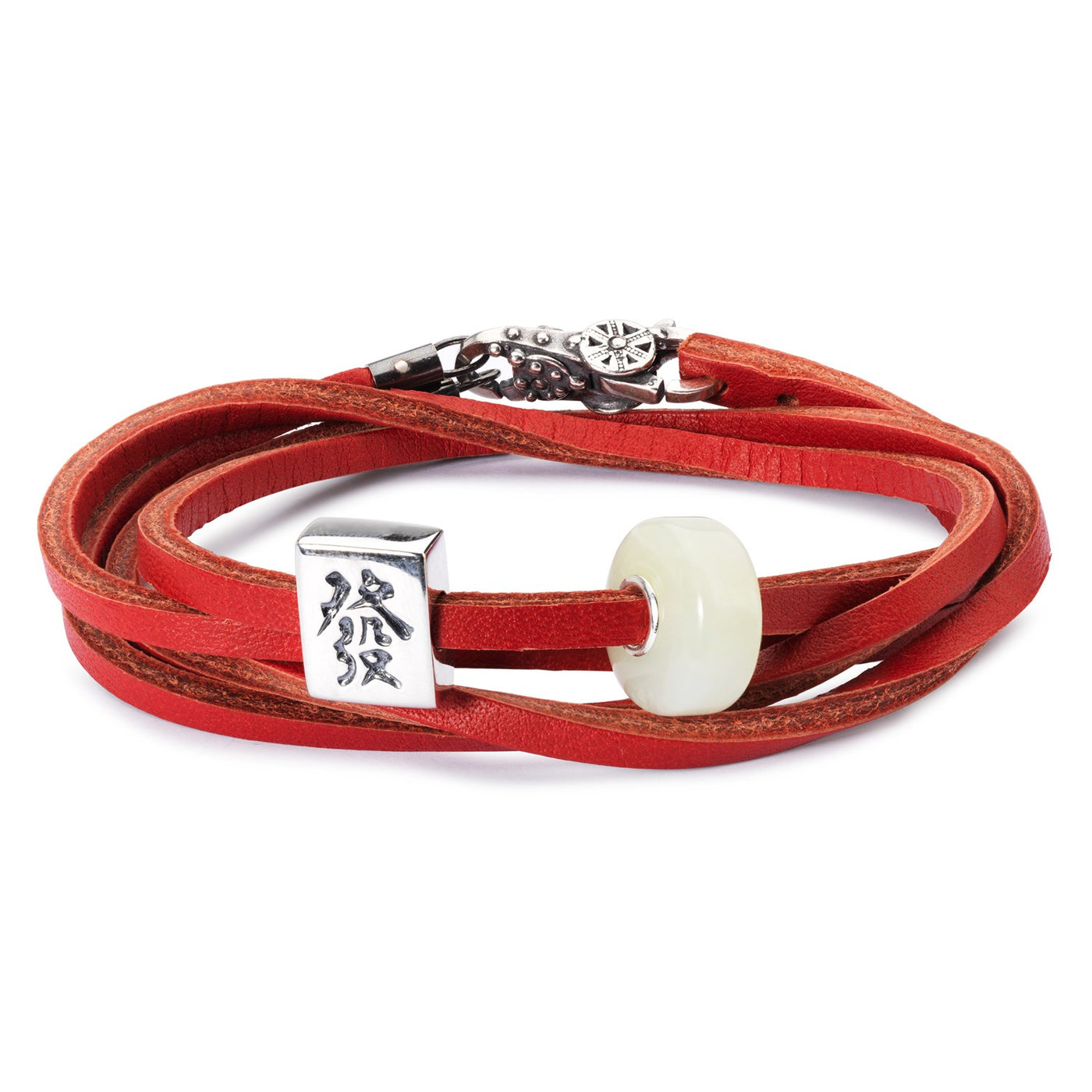 Bracelet en Cuir Rouge/Argent