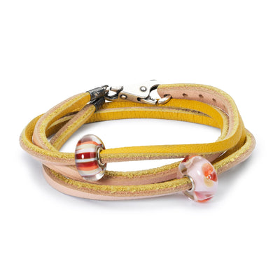 Bracelet en Cuir Jaune/Rose Clair